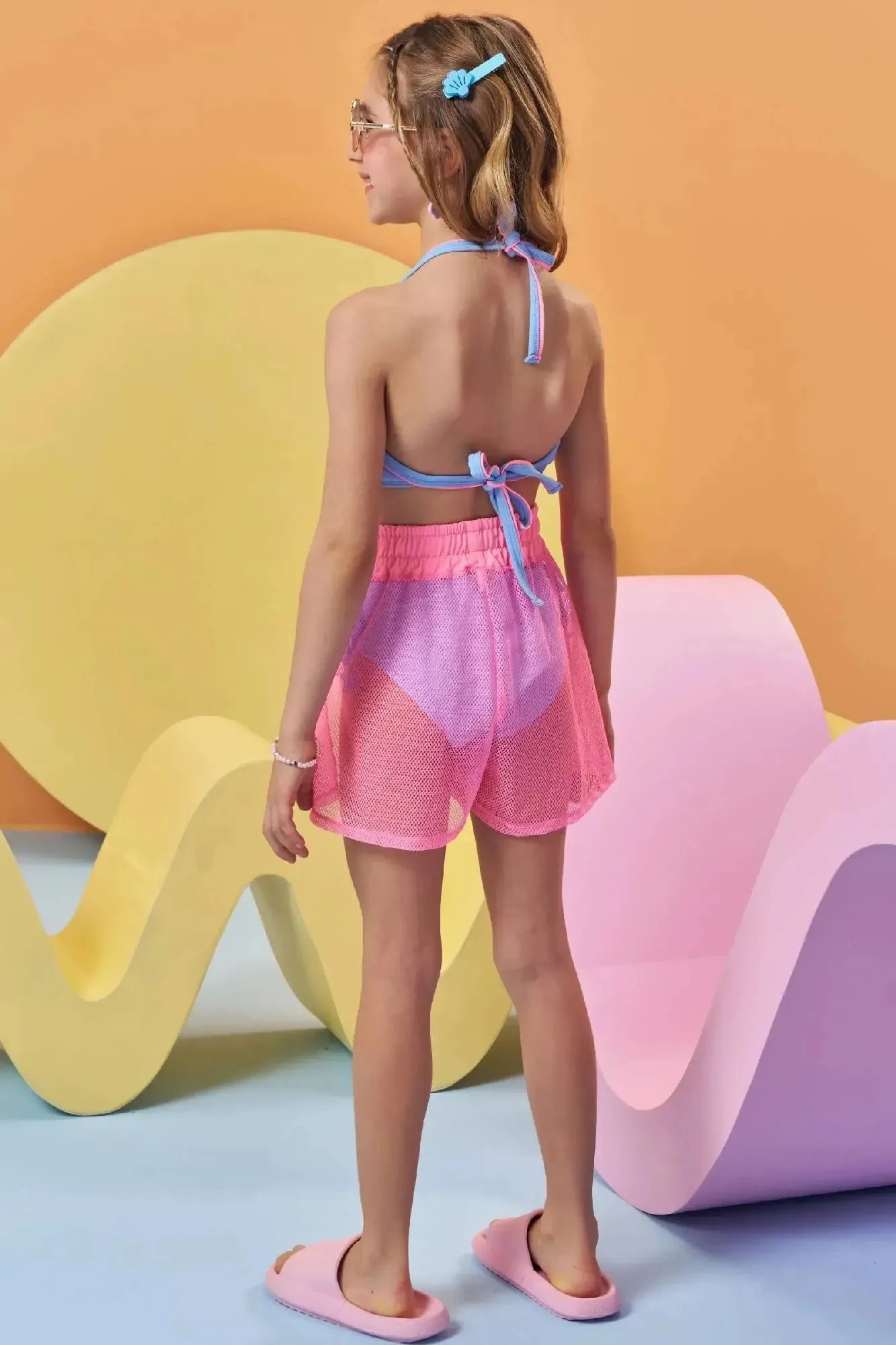 Shorts Infantil Menina Kukiê em Tela Rosa