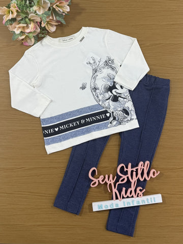 Conjunto infantil Animê Inverno Calça e Blusa Manga Longa Minnie Disney