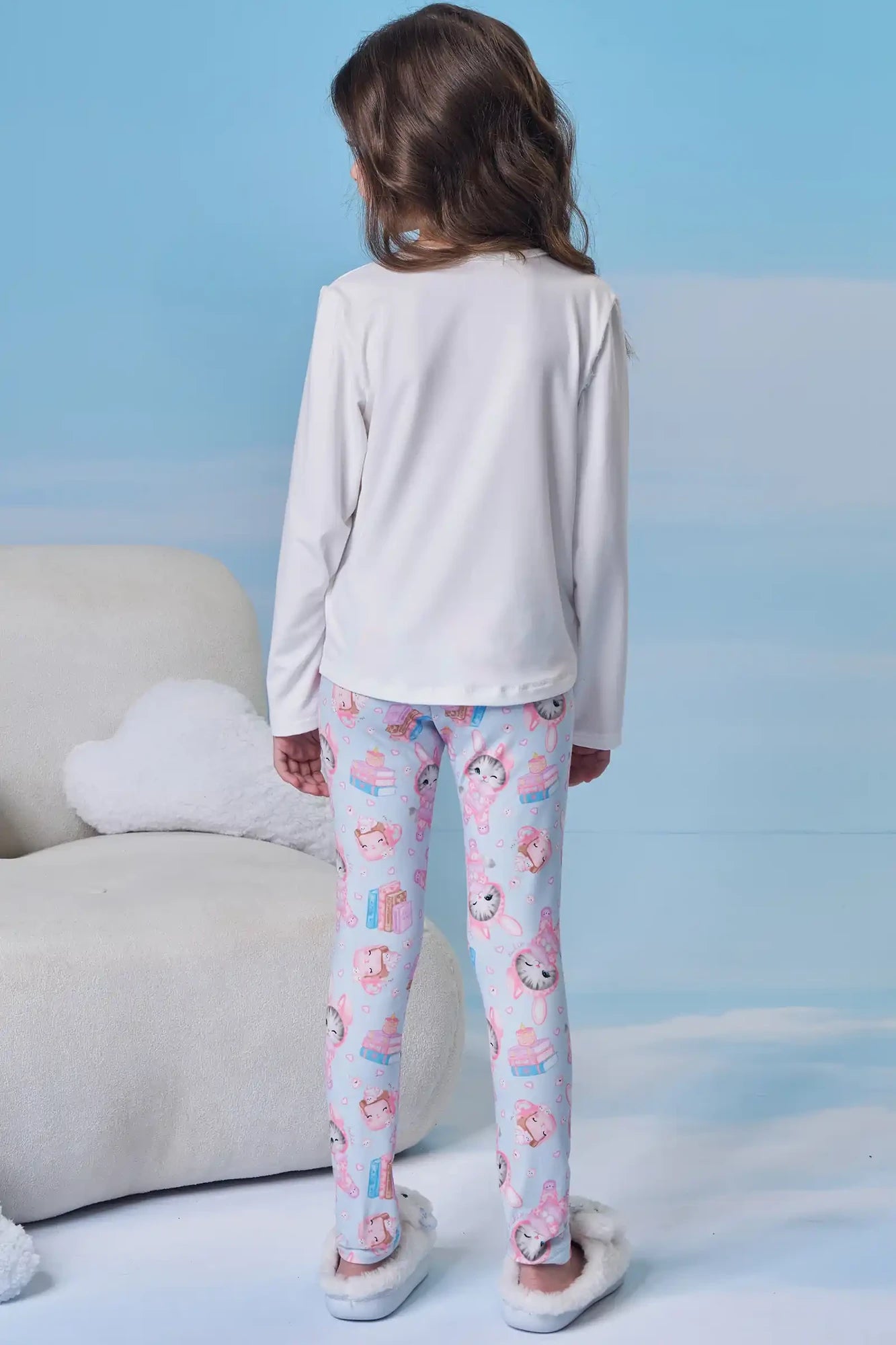 Pijama Infantil Kukiê Inverno com Calça Legging Rosa e Blusa Manga Longa Hora de Dormir