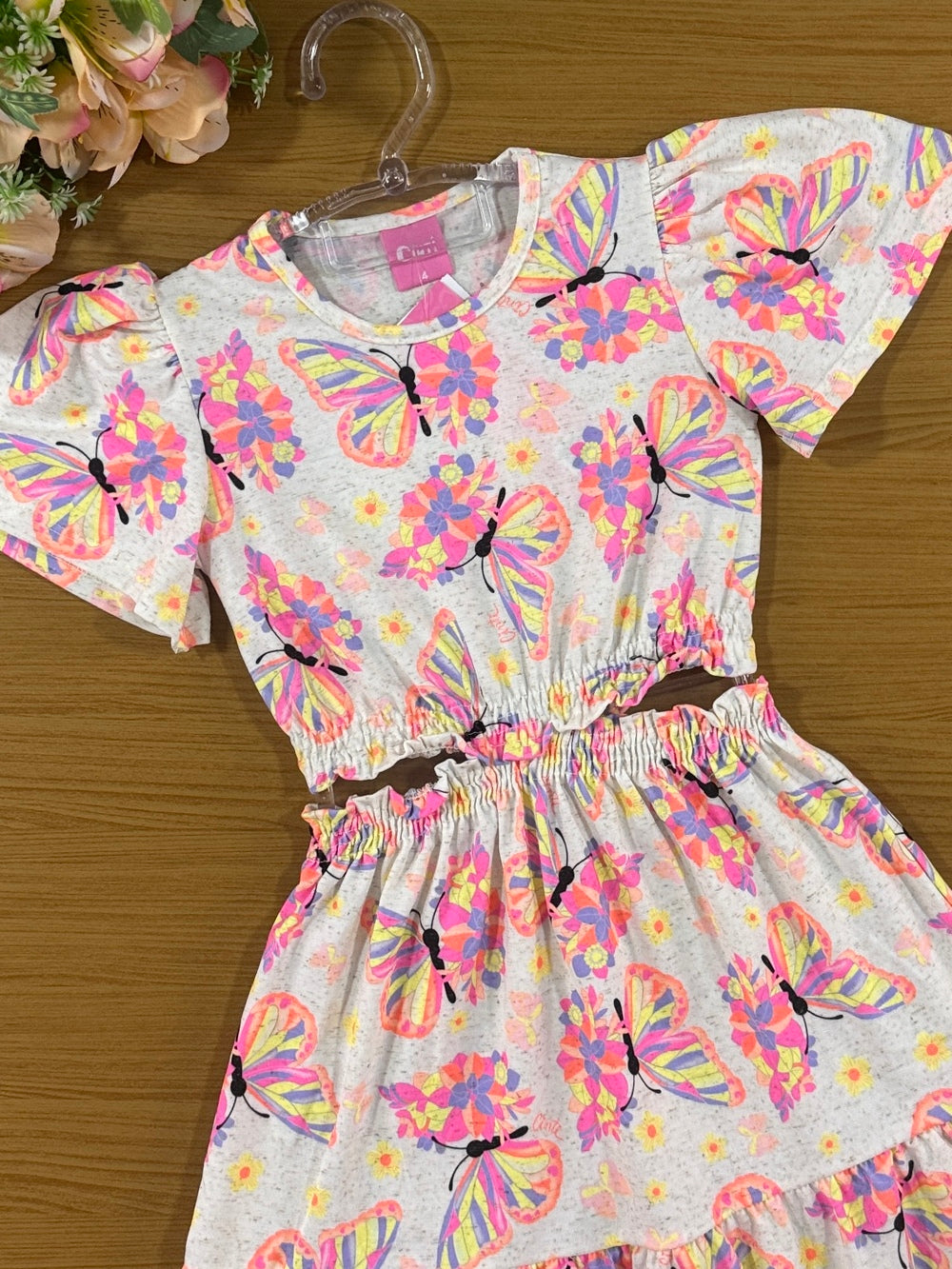 Vestido Infantil Cinti Verão Midi Borboleta