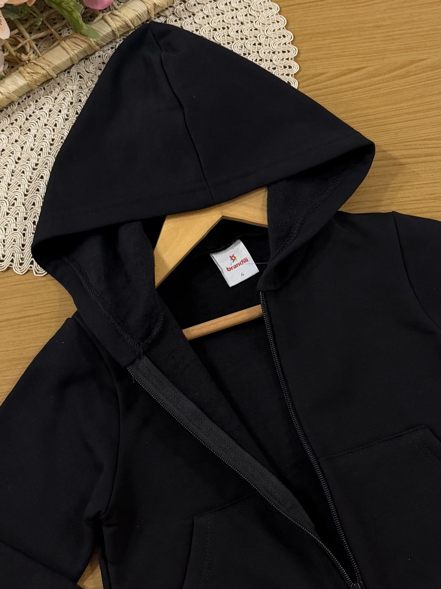 Jaqueta Infantil Brandili Inverno Flanelada Preta