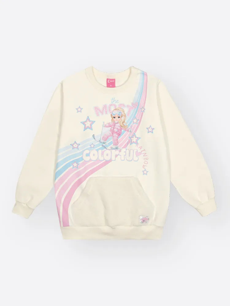 Conjunto Infantil Cinti Inverno com Calça Legging e Casaco Branco Menina Esqui