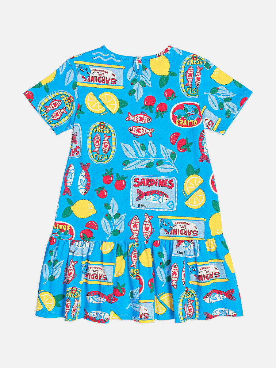 Vestido Infantil Bimbi Azul Sardinhas