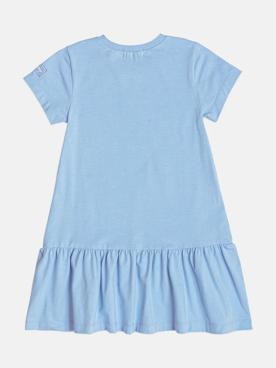 Vestido Infantil Momi Azul Ursinho Pooh Strass Disney