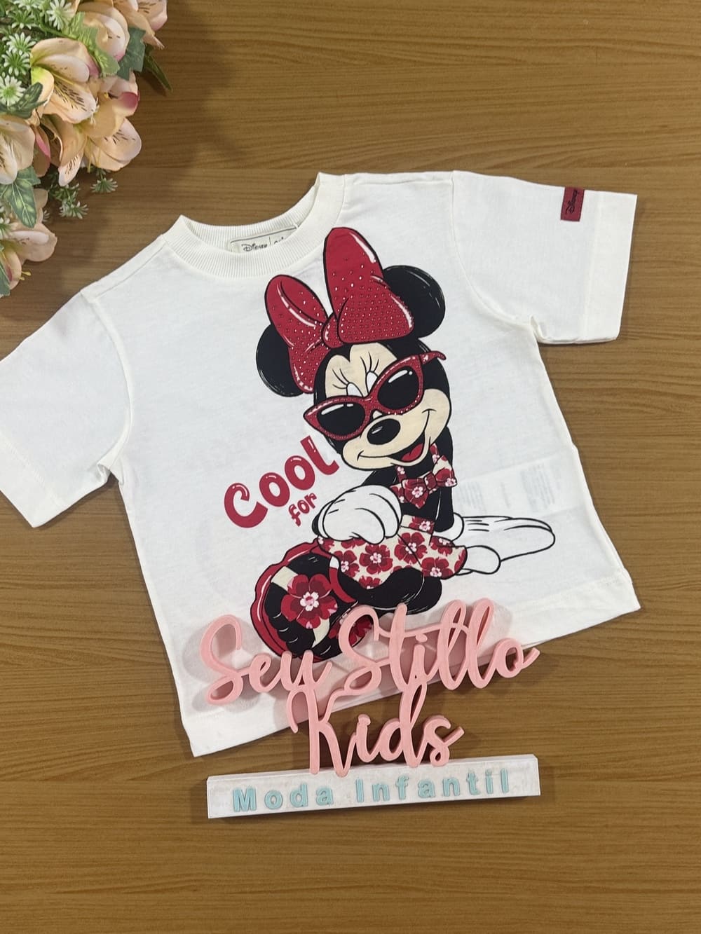 Blusa Infantil Animê Verão Minnie Vermelha Disney