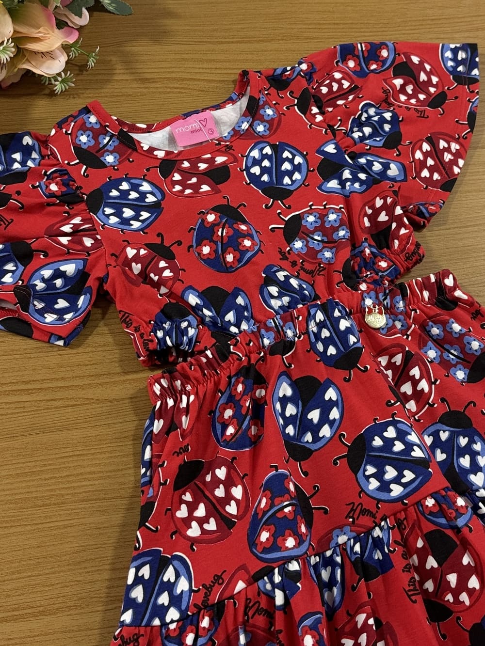 Vestido Infantil Momi Verão Vermelho Joaninha