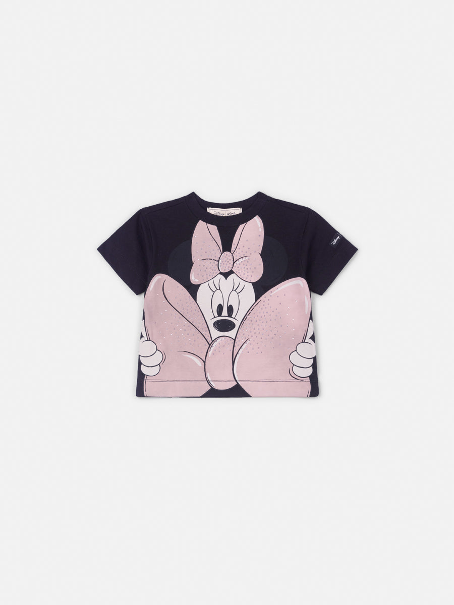 Blusa Infantil Animê Inverno Preta Minnie com Strass