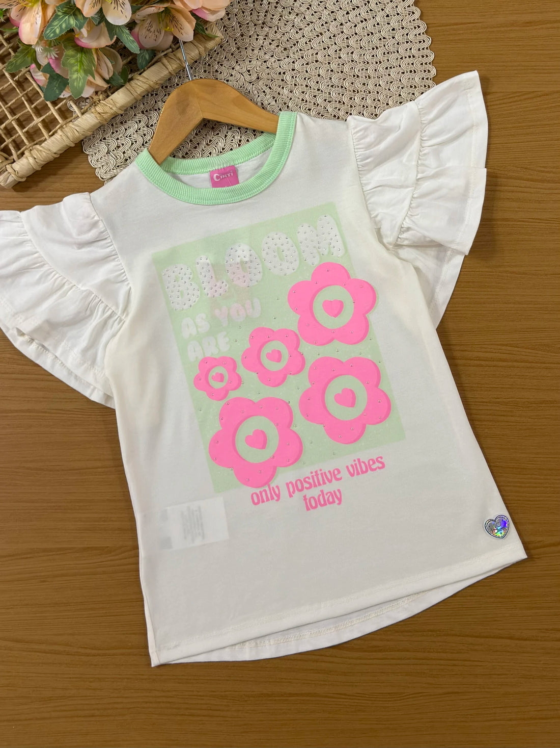 Conjunto Infantil Cinti Inverno  com Shorts e Blusa Manga Curta Verde Bloom