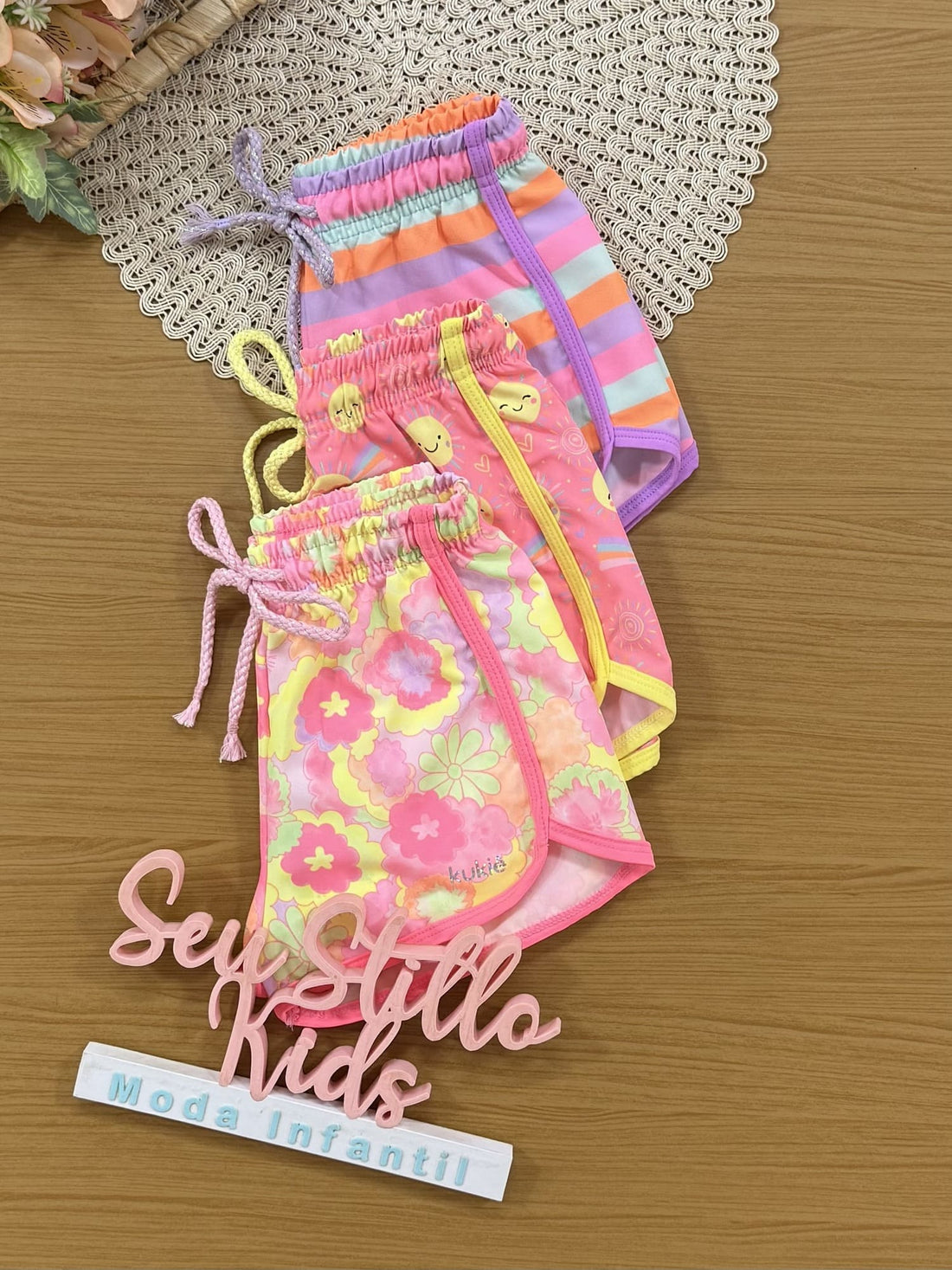 Shorts Infantil Kukiê Verão Nylon Listrado