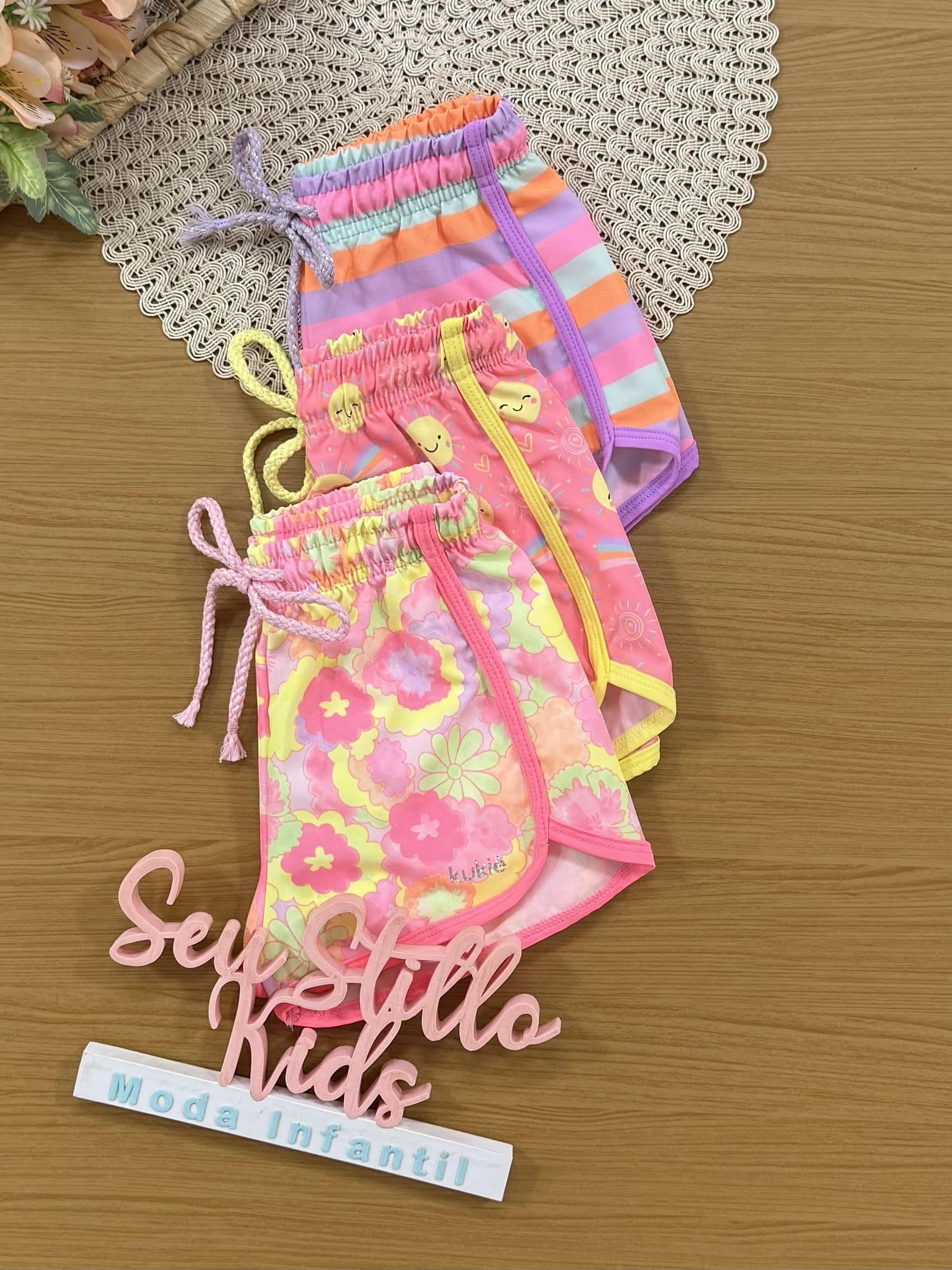 Shorts Infantil Kukiê Verão Nylon Listrado