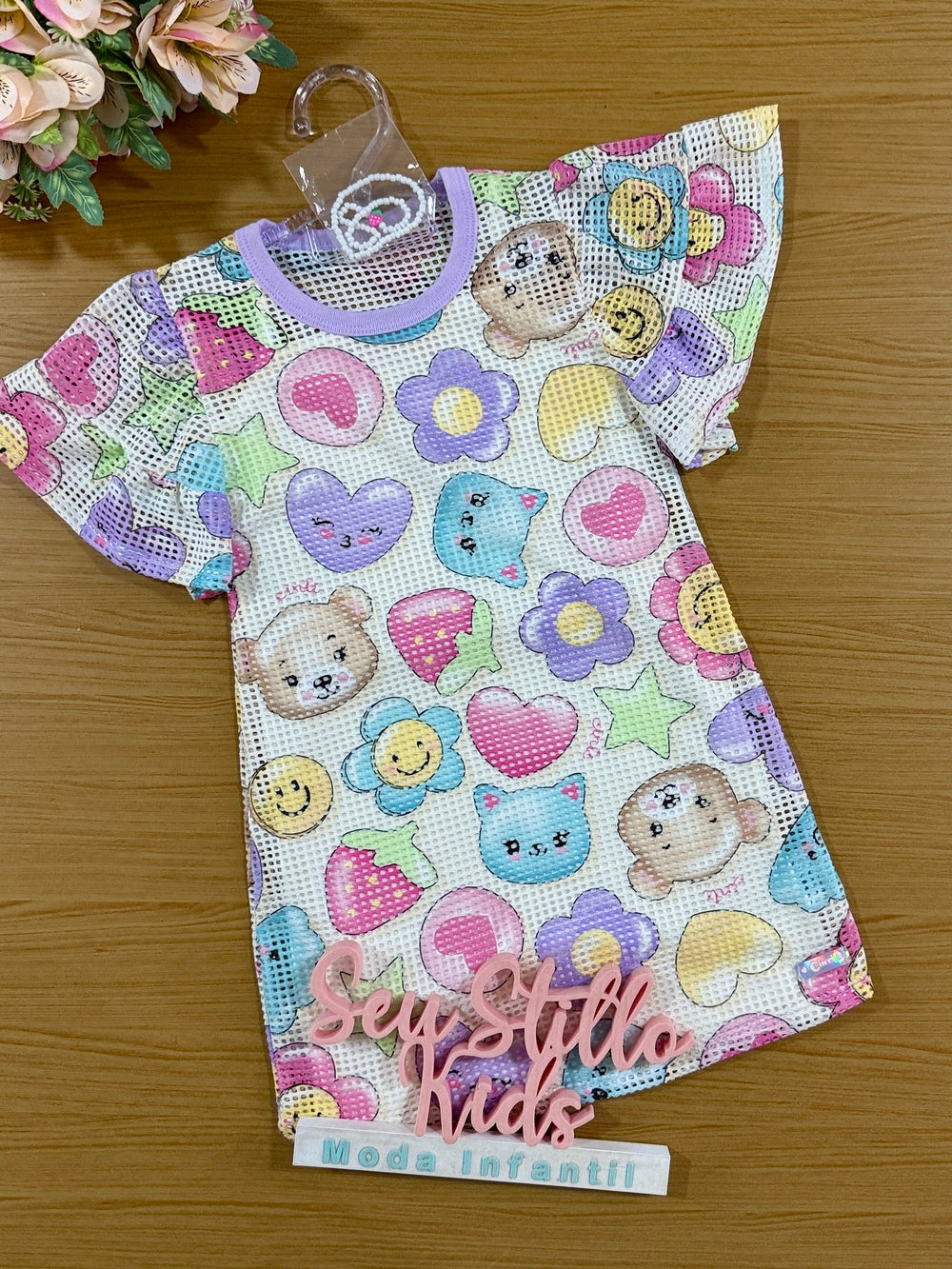 Vestido Infantil Cinti Verão Estampa Divertida Com Miçanga