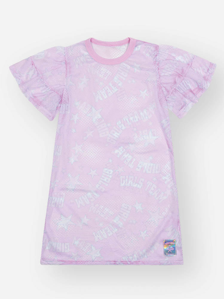 Vestido Infantil Cinti Verão Branco com Sobreposição em Tela Lilás