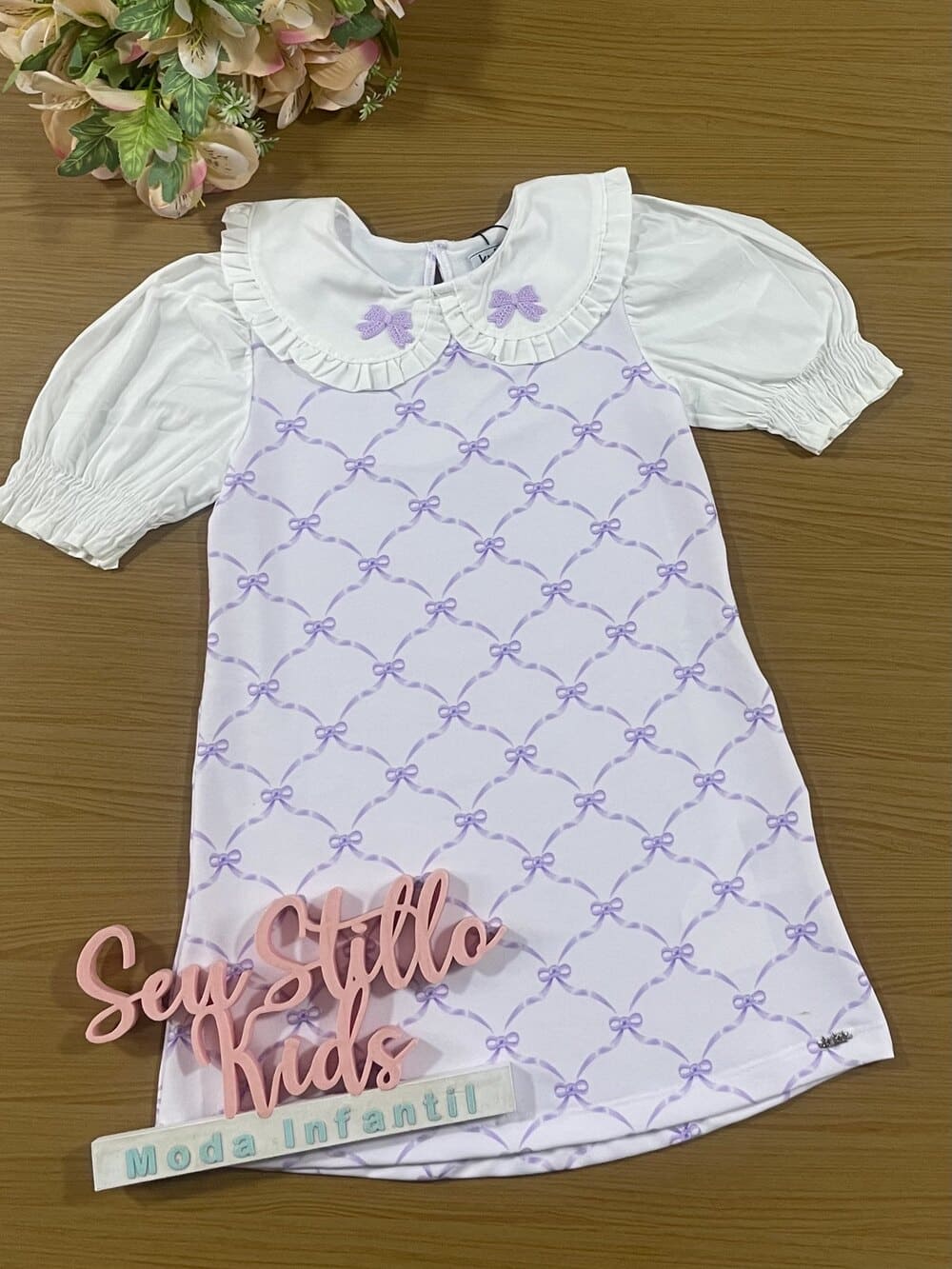 Vestido Infantil Kukie Verão Lilás Lacinhos