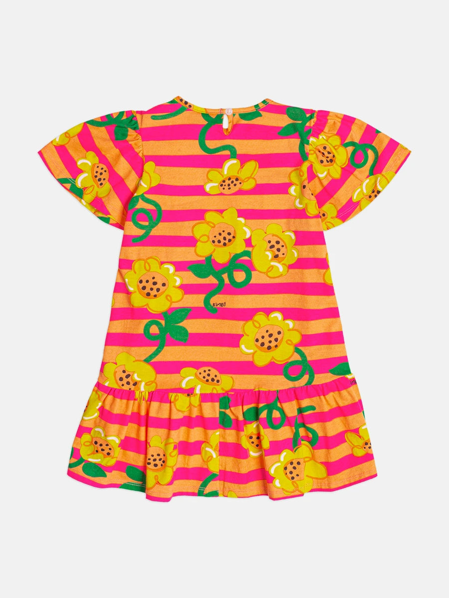Vestido Infantil Bimbi Listrado Colorido Girassol