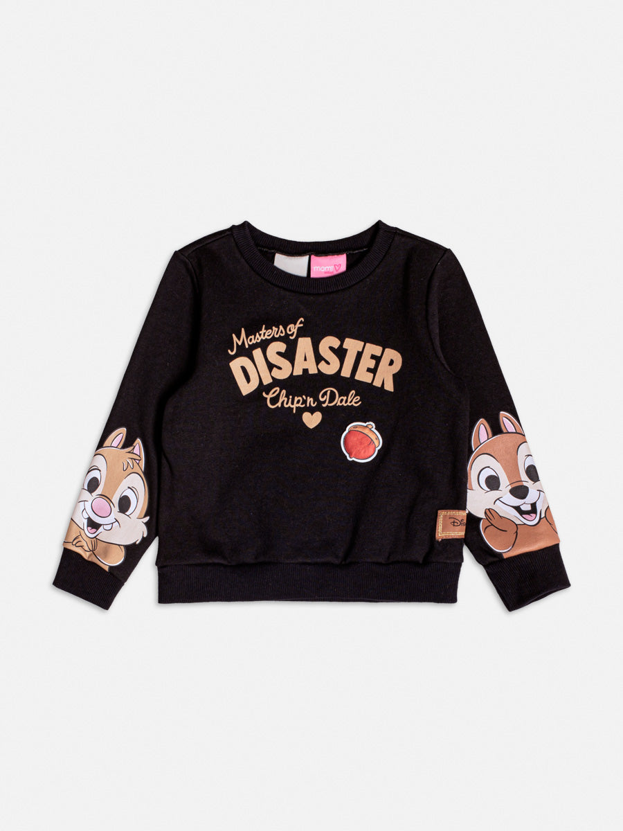 Moletom Infantil Momi Inverno Flanelado Preto Tico e Teco Disney