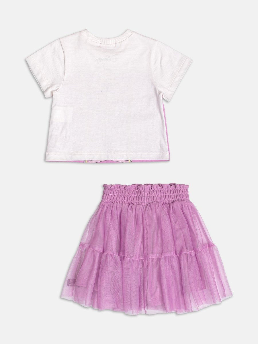 Conjunto Infantil Momi Verão com Saia em Tule e Blusa Lilás Rapunzel