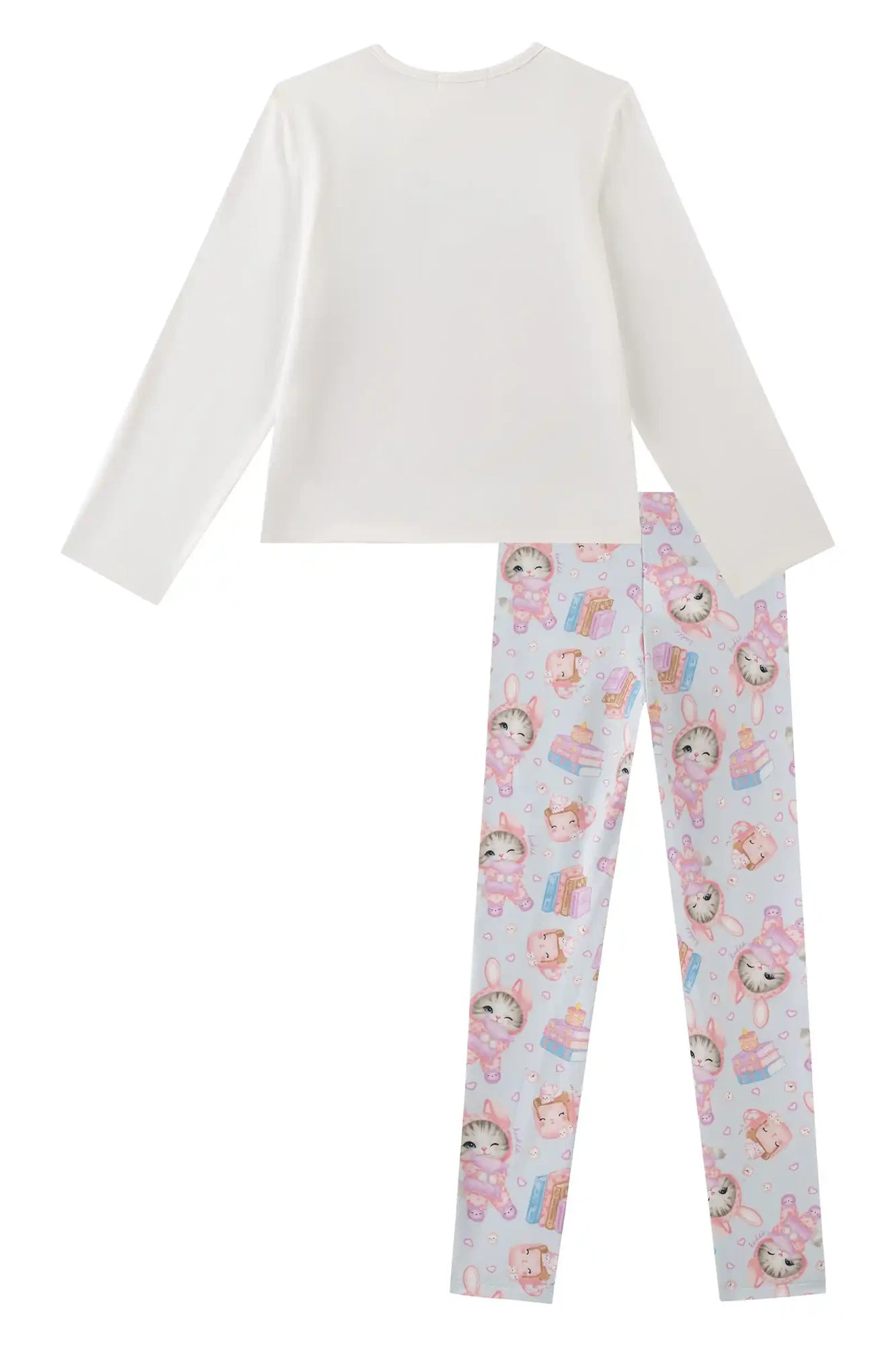 Pijama Infantil Kukiê Inverno com Calça Legging Rosa e Blusa Manga Longa Hora de Dormir