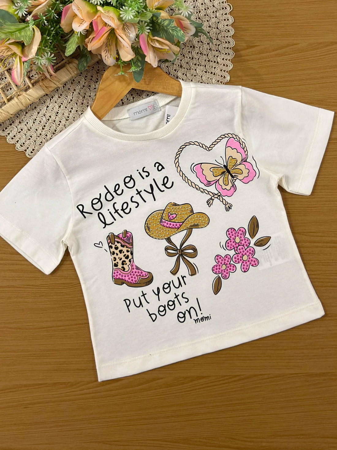 Conjunto Infantil Momi Inverno com Saia Preta e Blusa Manga Curta Rodeio