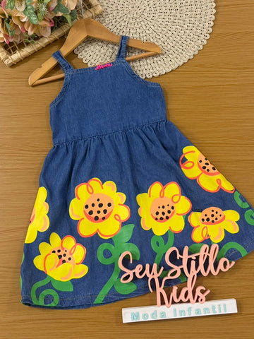 Vestido Infantil Bimbi Jeans Floral