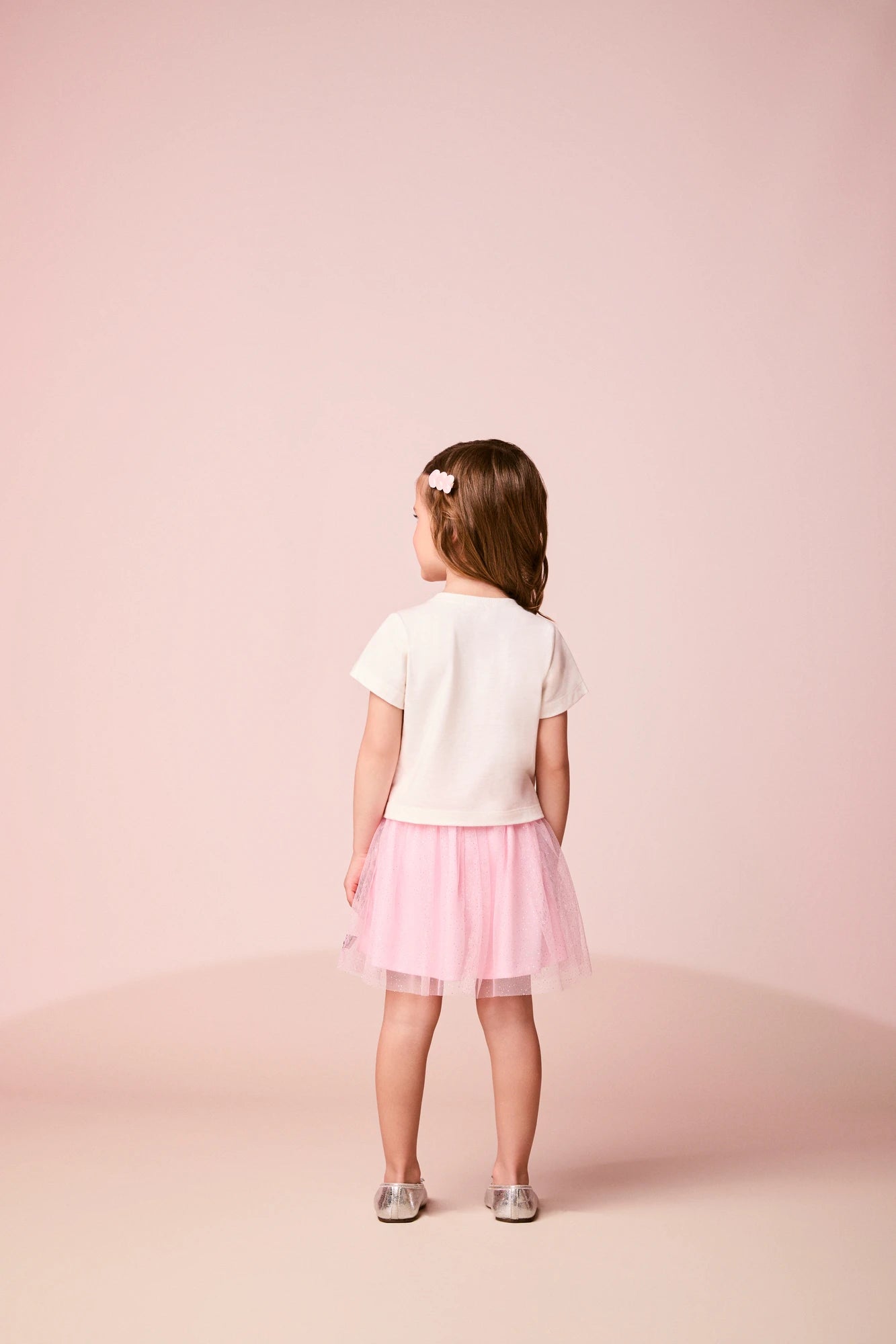 Conjunto Infantil Momi Inverno com Saia em Tule Rosa e Blusa Manga Curta Daisy Duck Disney