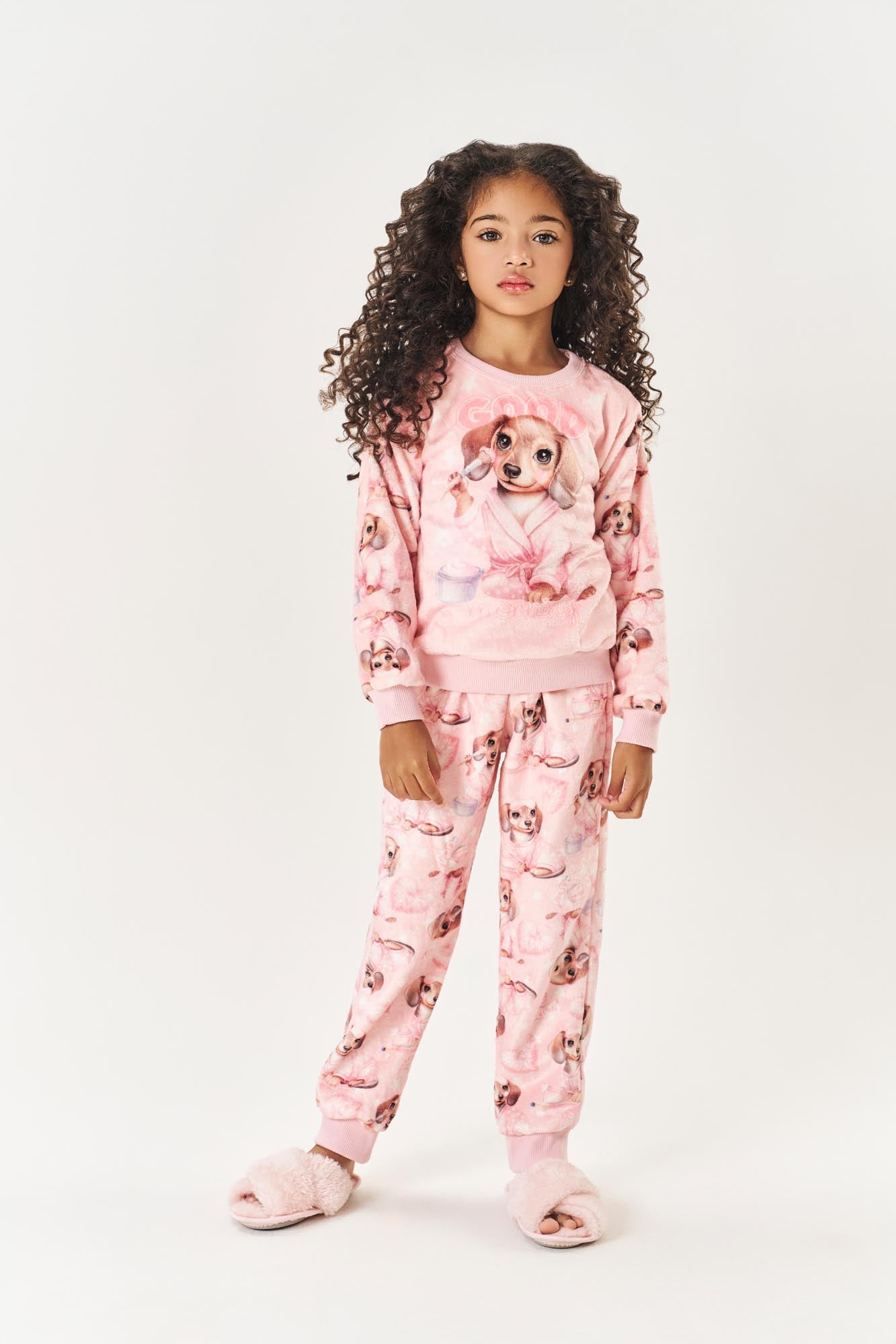 Pijama Infantil Cinti Inverno Calça e Blusa Fleece Cachorrinho