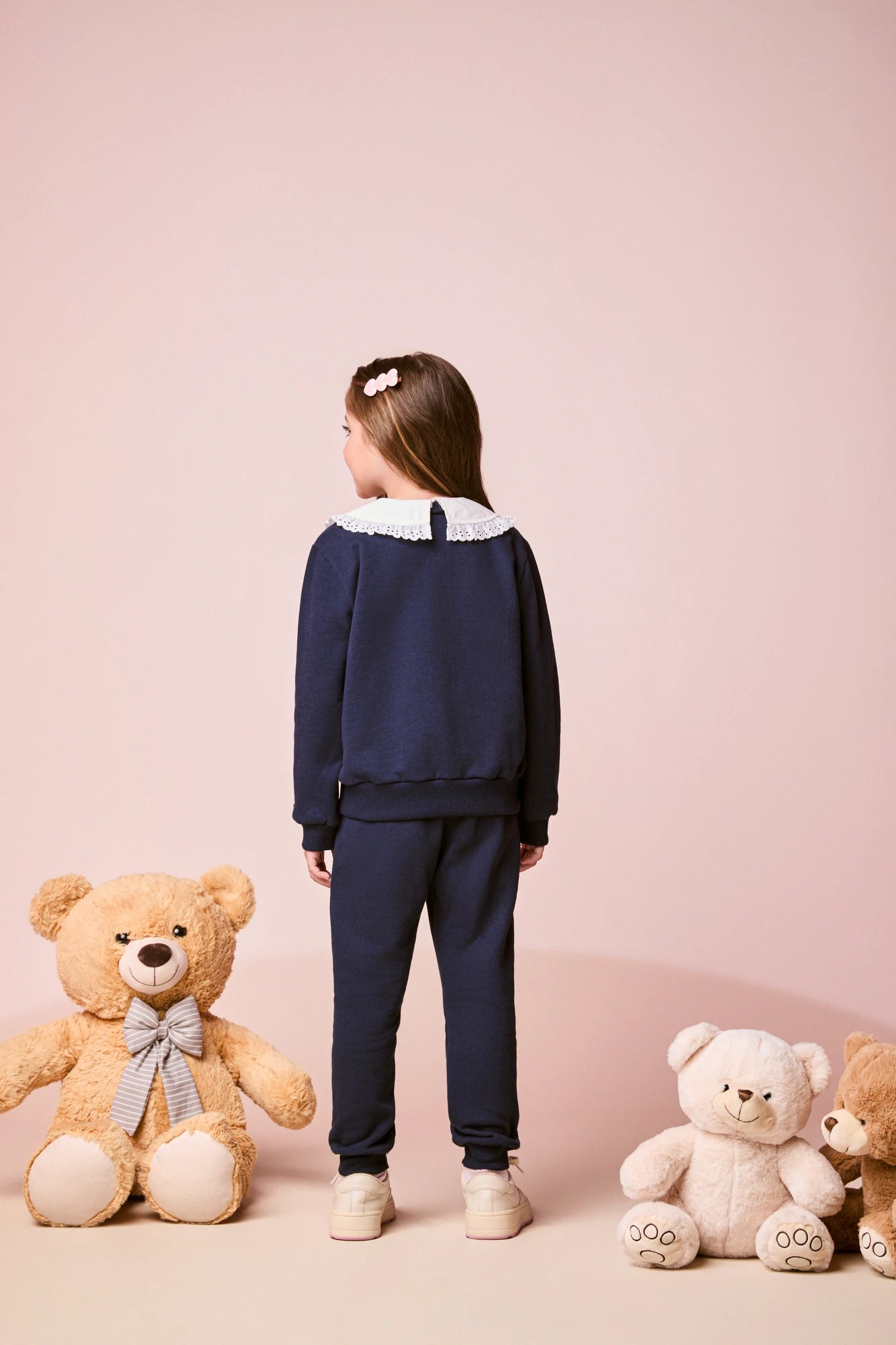 Conjunto Infantil Momi Inverno com Calça e Moletom Flanelado Azul Marinho Margarida Better Together Disney
