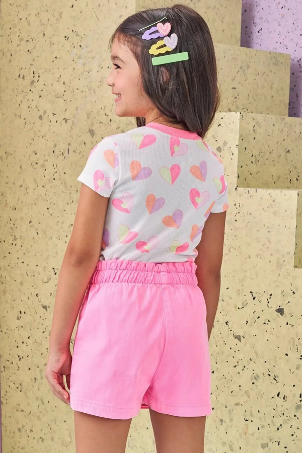 Blusa Infantil Kukiê Verão Off White Corações