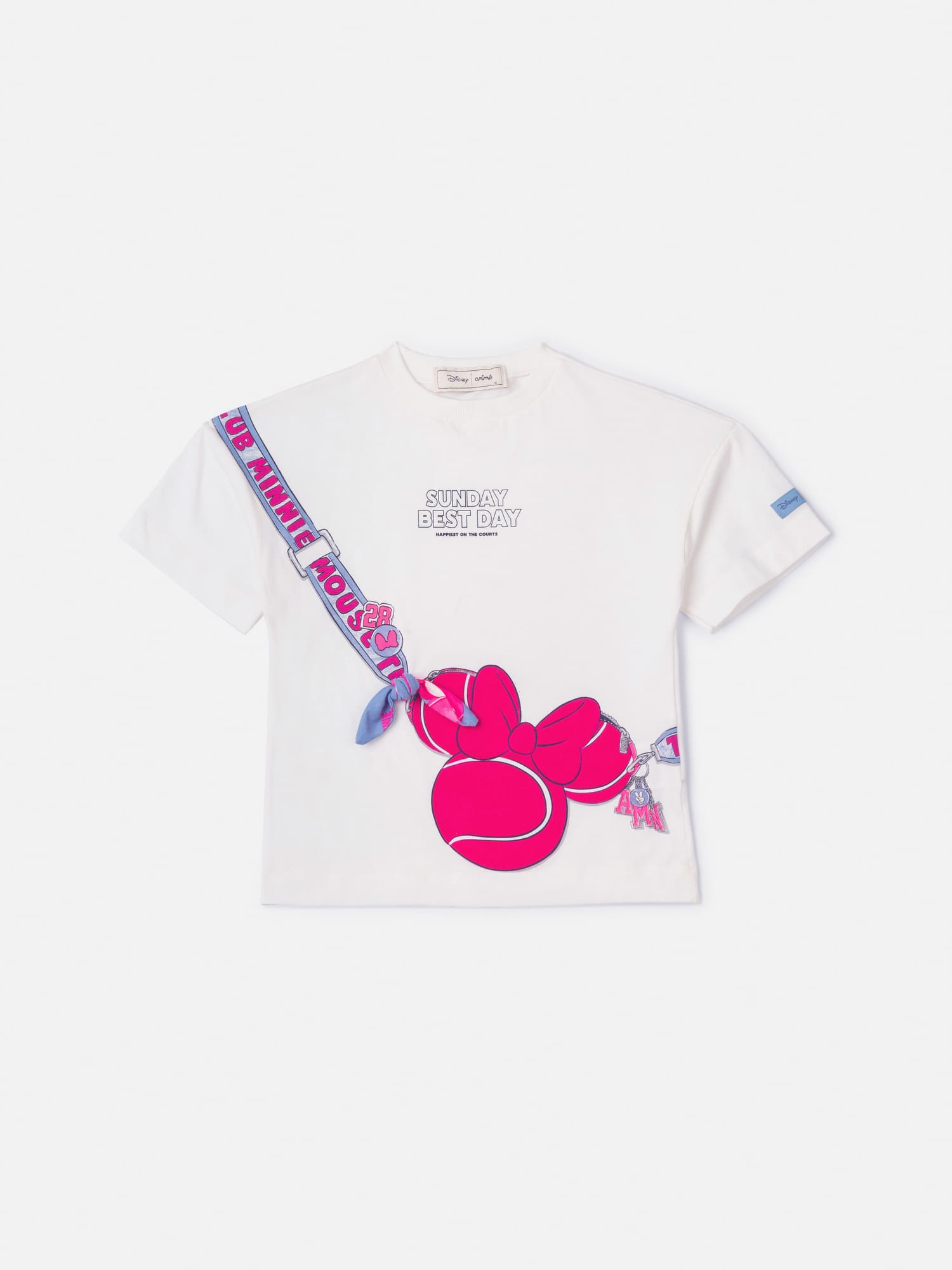 Blusa Infantil Animê Verão Branca Bolsinha Minnie 3D Disney