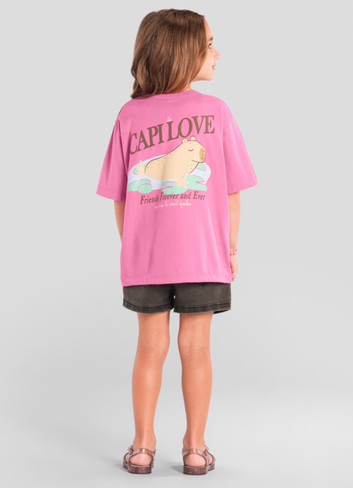 Blusa Infantil Brandili Rosa Capivara Love