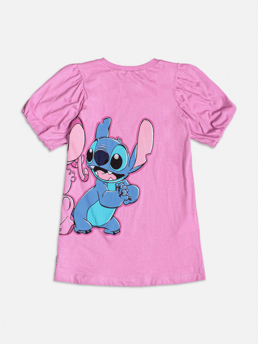 Vestido Infantil Momi Inverno Lilás Angel e Stitch