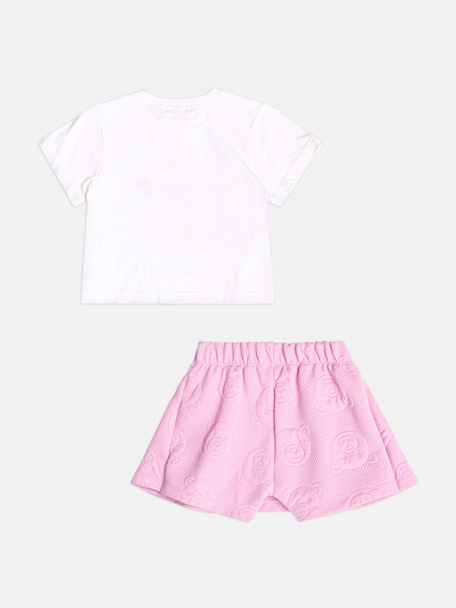 Conjunto Infantil Momi Inverno com Shorts Saia  e Blusa Manga Curta Ursinha Paris
