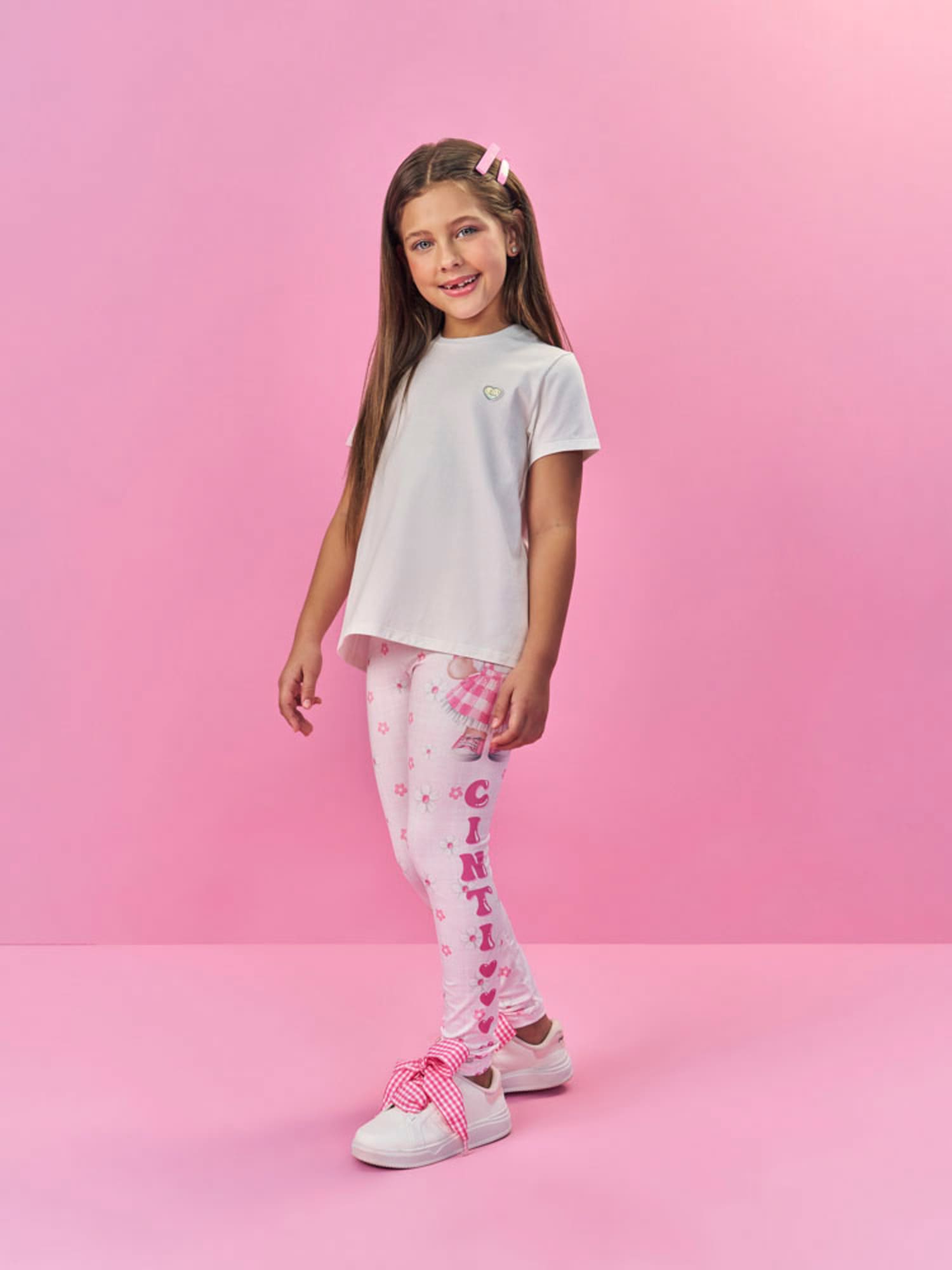 Calça Legging Infantil Cinti Verão Rosa Ursinha Trendy