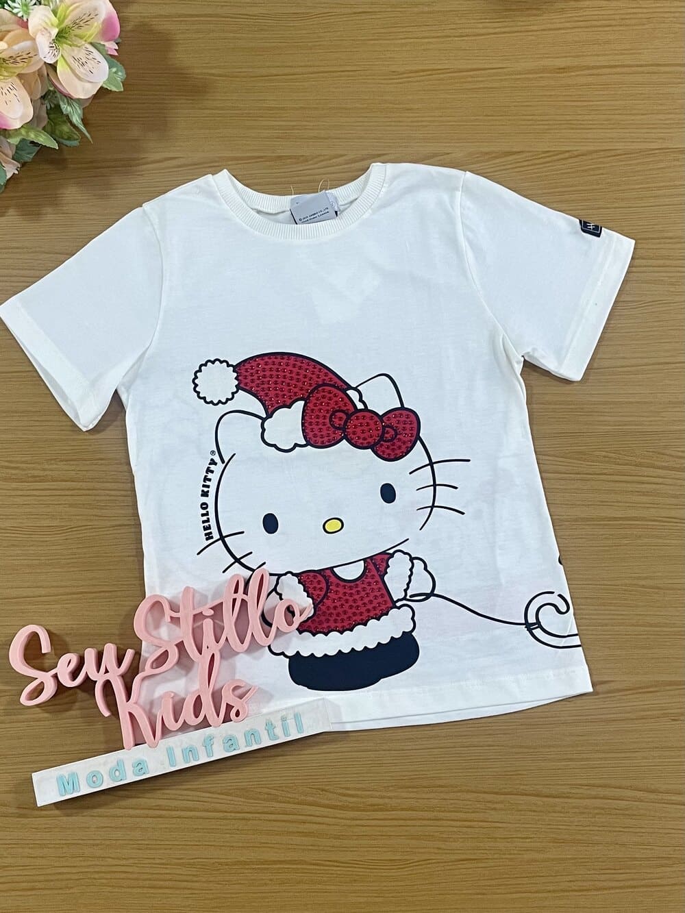 Blusa Infantil Momi Verão Hello Kitty Natal
