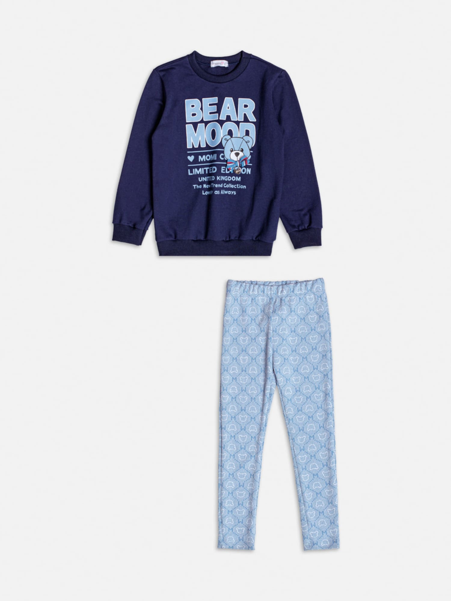 Conjunto Infantil Momi Inverno com Calça e Casaco Azul Marinho Ursinho