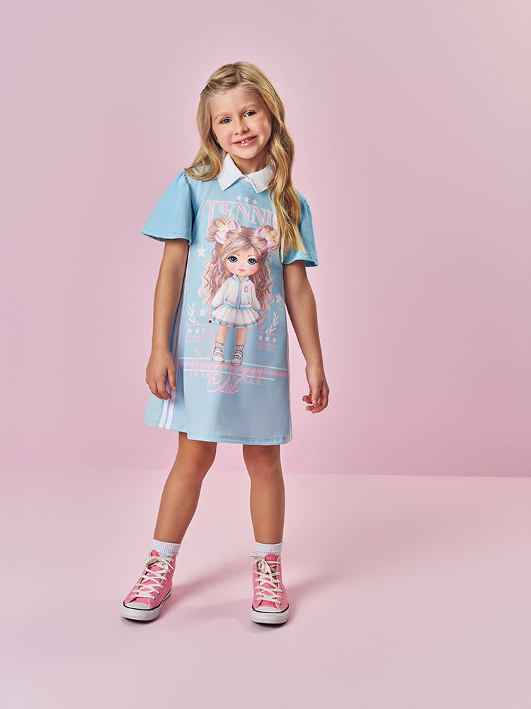 Vestido Infantil Cinti Verão Azul Tennis Sport House