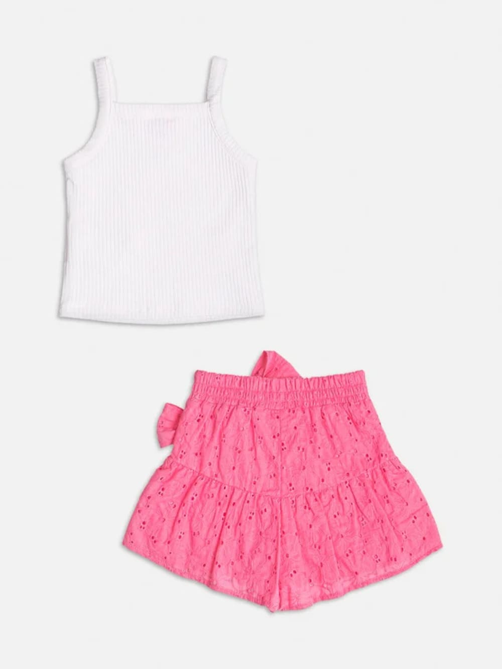 Conjunto Infantil Momi Verão Shorts Laise Rosa e Regata