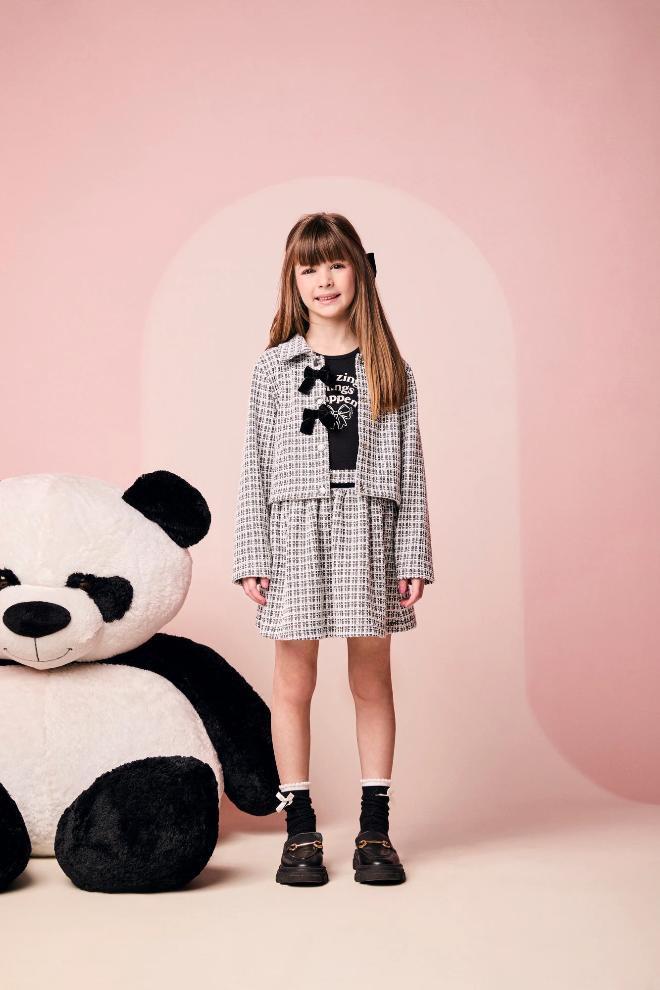 Jaqueta Infantil Momi Inverno Braca Tweed com Laços