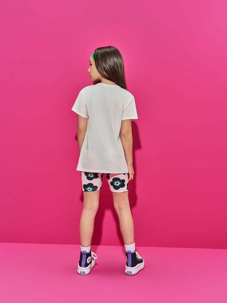 Conjunto Infantil Belime Verão com Shorts Ciclista e Blusa Branca Amazing