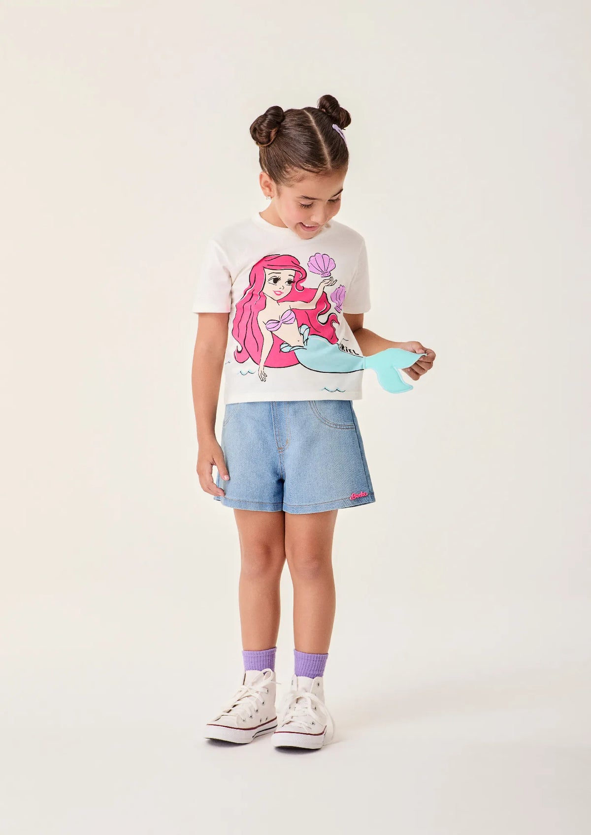Blusa Infantil Menina Bimbi Branca Ariel Disney