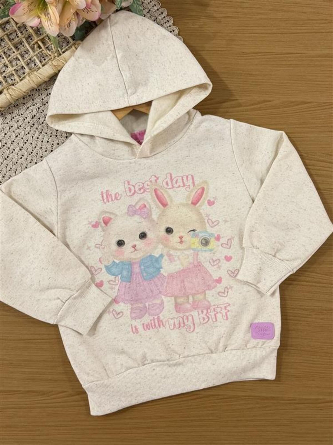 Conjunto Infantil Cinti Inverno com Calça e Moletom Flanelado Off White Best Day