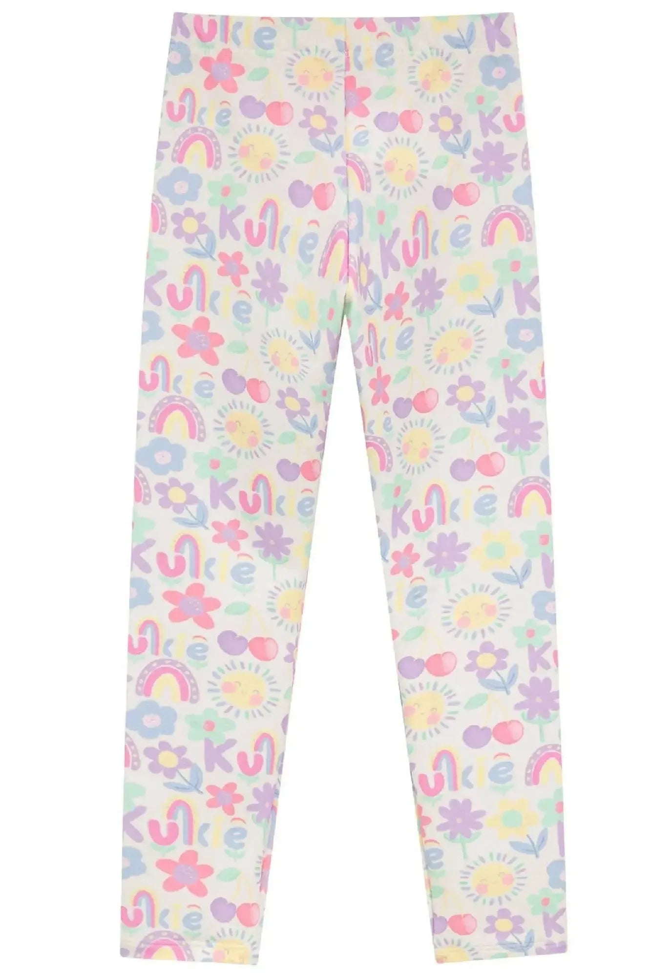 Calça Legging Infantil Kukiê Off White Verão Flores