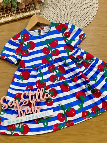 Vestido Infantil Bimbi Azul Tomatinhos