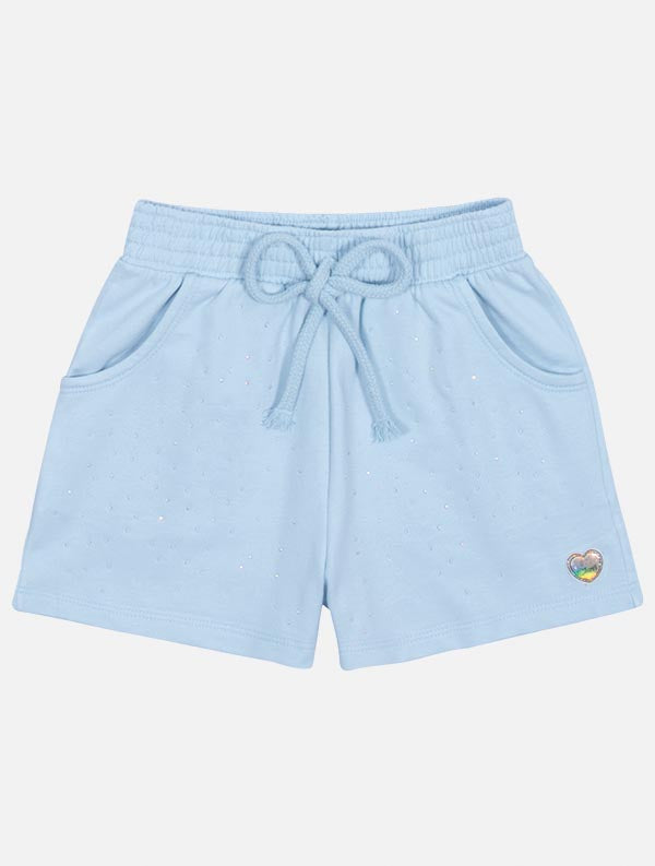 Shorts Infantil Cinti Verão Azul com Strass