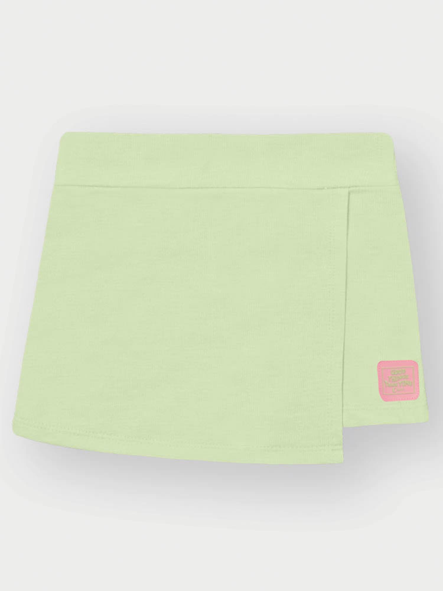 Conjunto Infantil Cinti Verão com Shorts Saia e Blusa Verde Florzinha com Strass