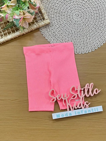 Shorts Ciclista Infantil Menina Kukiê Rosa Neon
