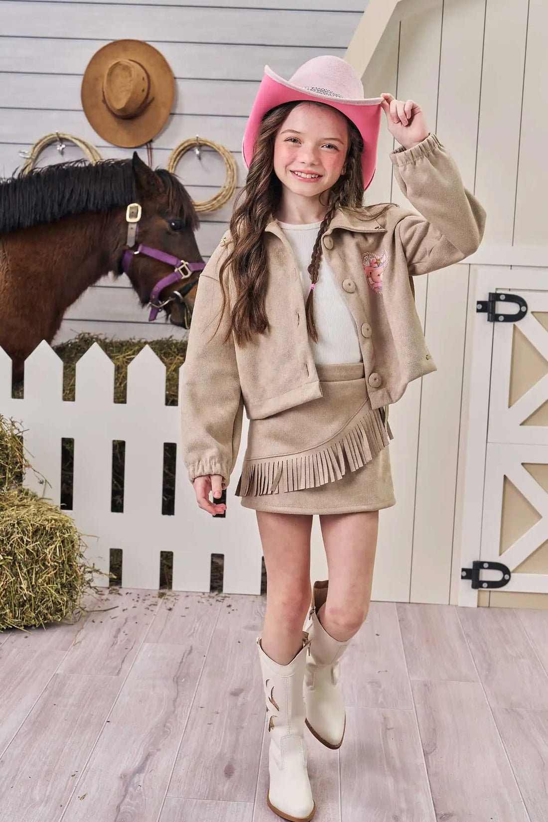 Shorts Saia Infantil Kukiê Marrom Cowboy