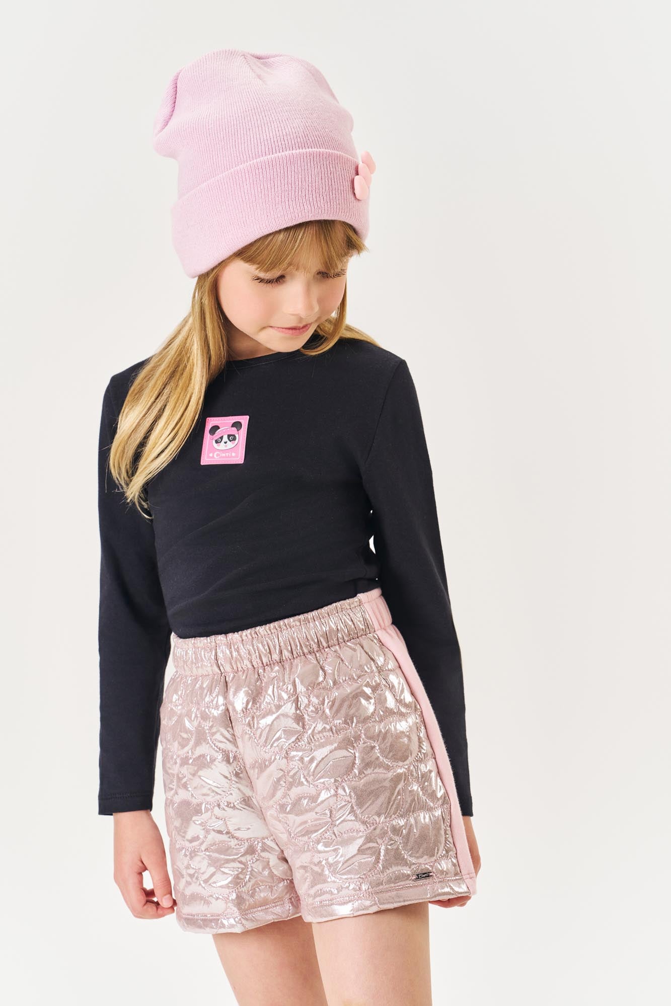 Conjunto Infantil Cinti Inverno com Shorts e Blusa Panda