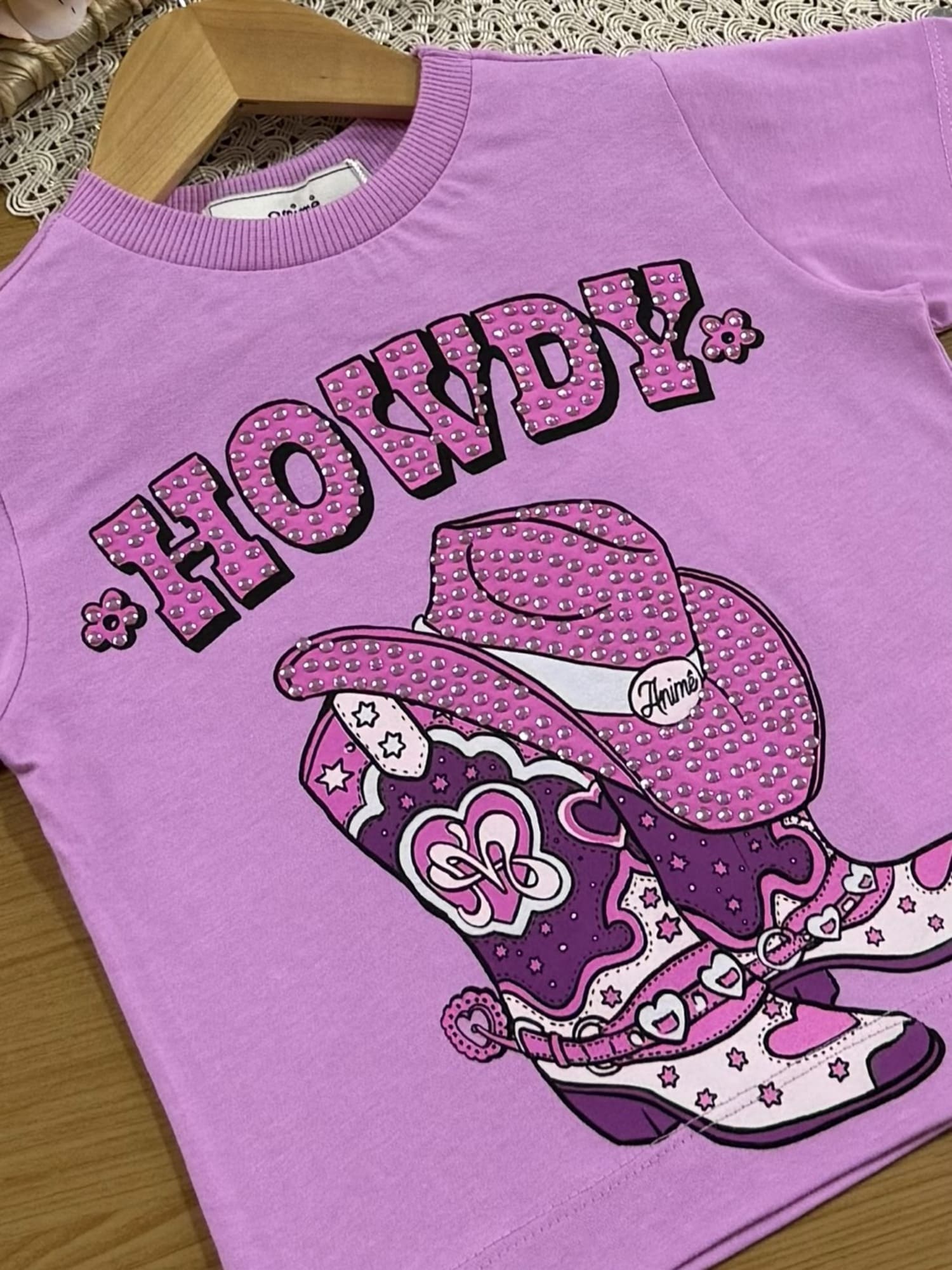 Blusa Infantil Animê Rosa Howdy com Strass
