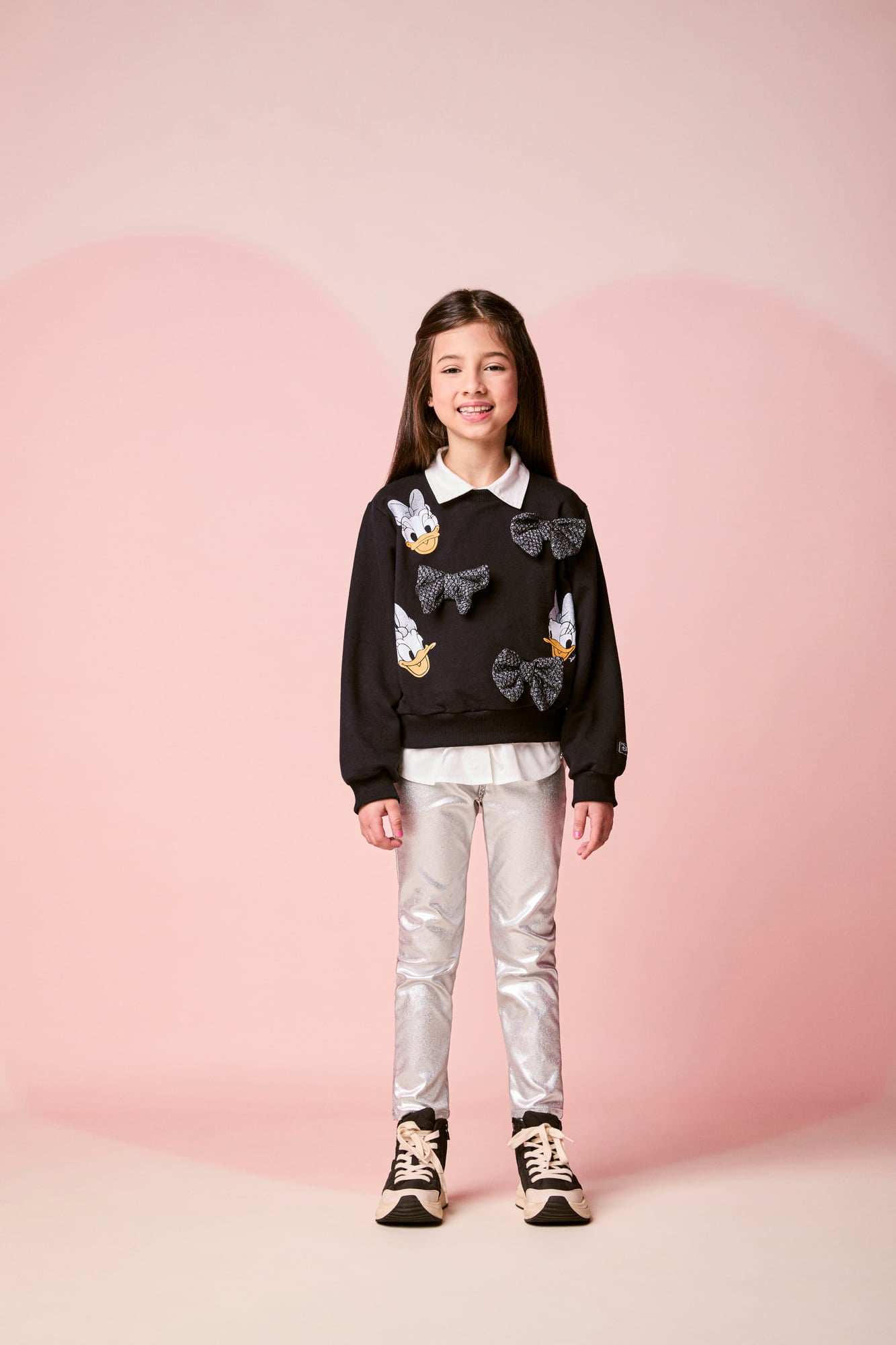 Casaco Infantil Momi Inverno Preto Daisy Lacinhos Disney