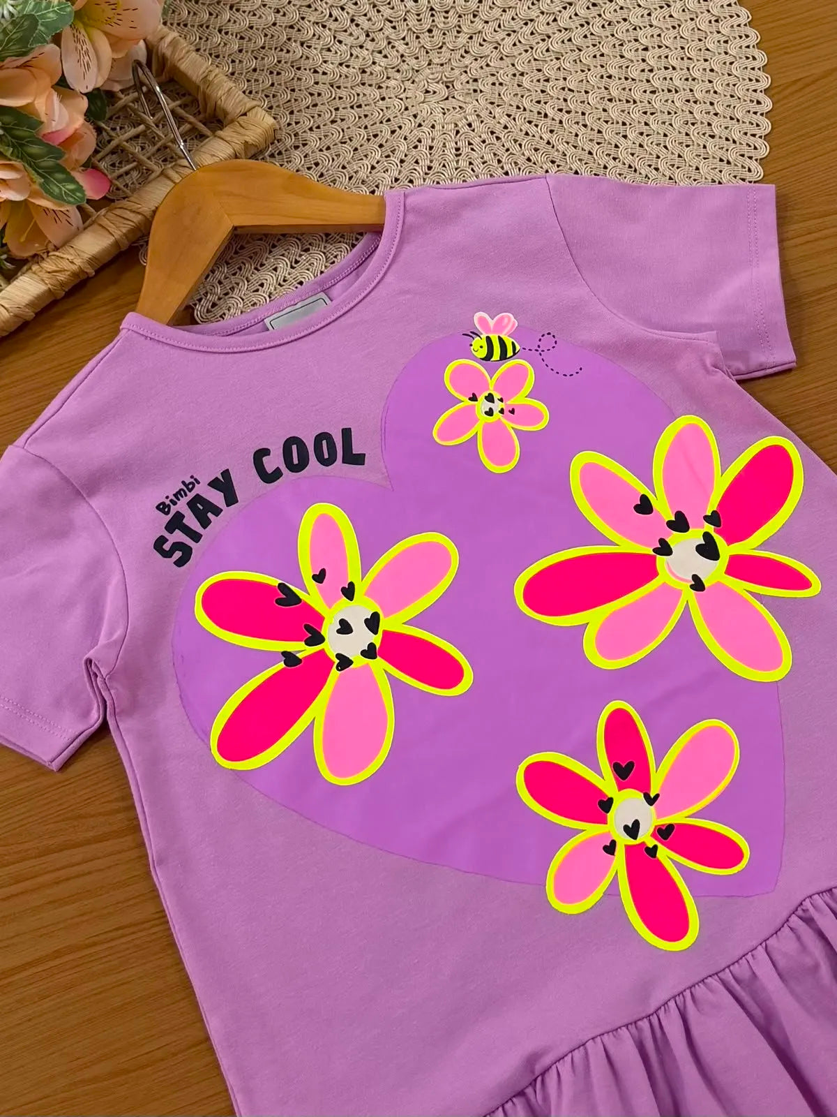 Vestido Infantil Bimbi Lilás Flores